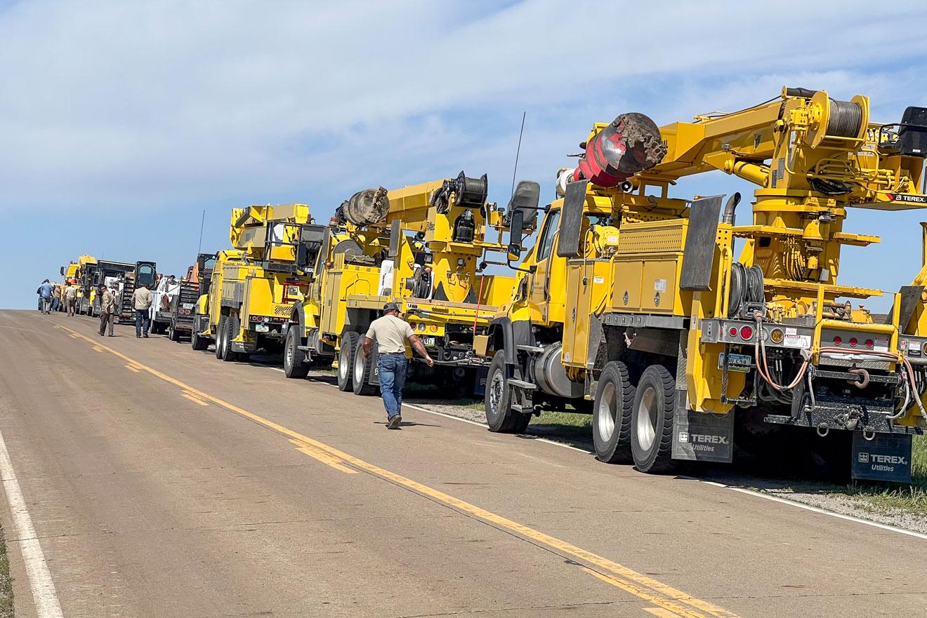 trucks on road