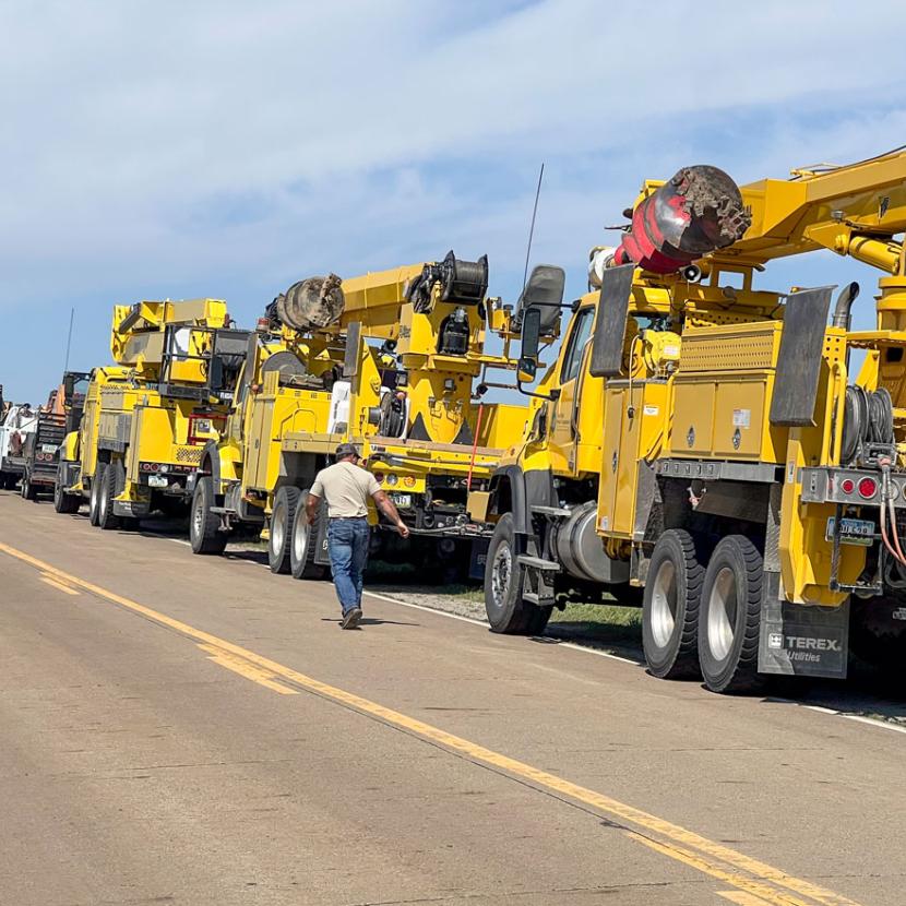 trucks on road